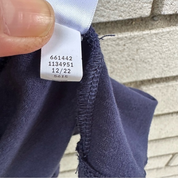 Lane Bryant Navy Blue Eyelet Sleeve Peasant Blouse 14/16 Plus 3/4 Raglan - Picture 6 of 12